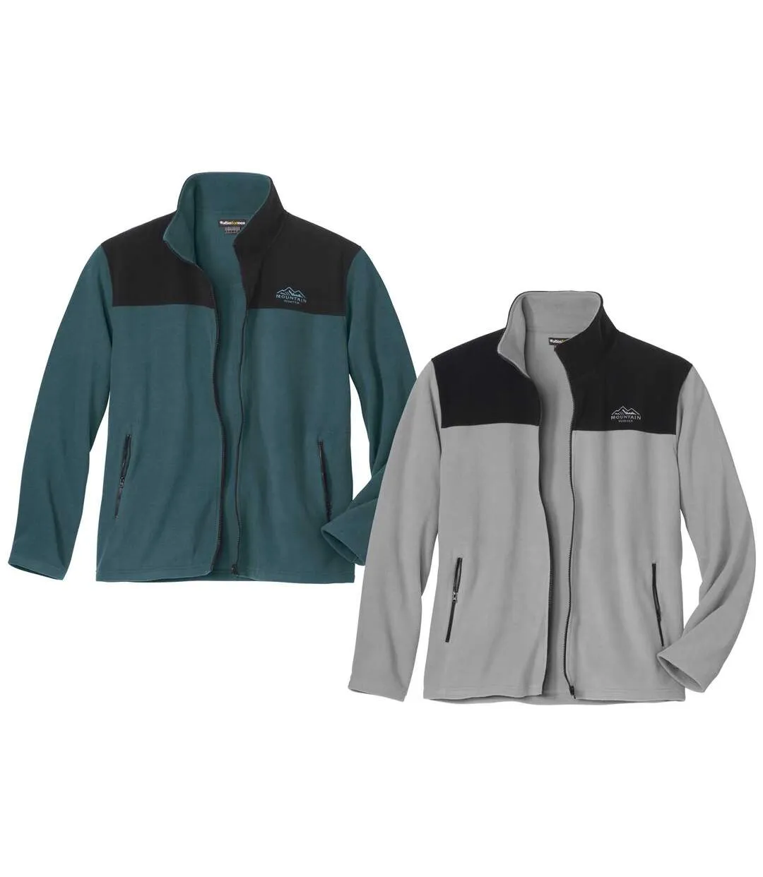 Pack of 2 Men's Fleece Jackets - Green Grey