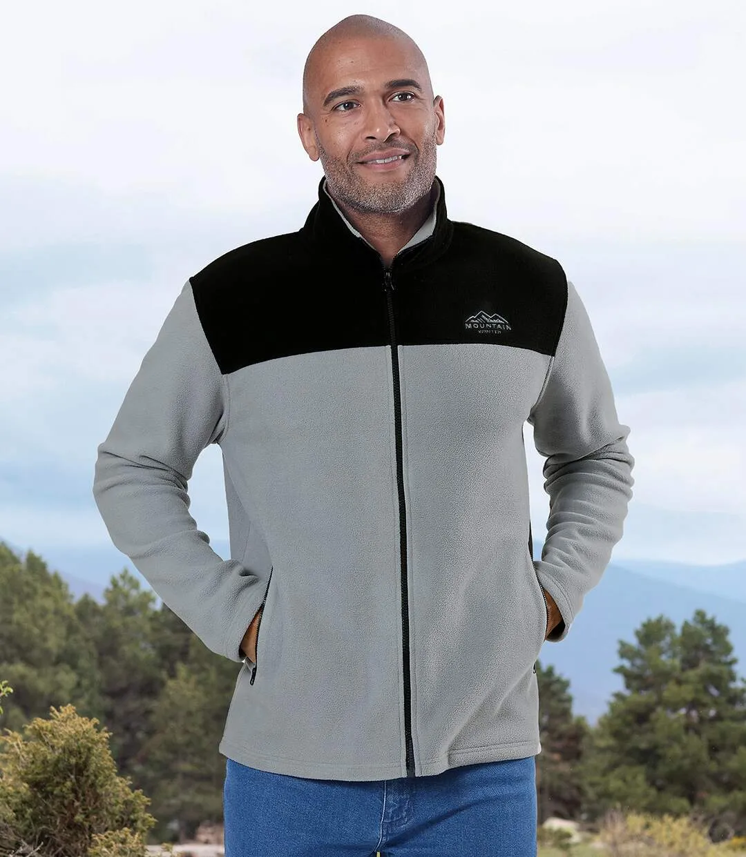 Pack of 2 Men's Fleece Jackets - Green Grey