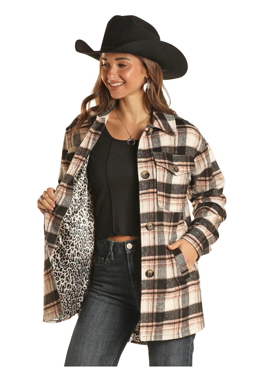 Panhandle Slim Womens Black Plaid Jacket