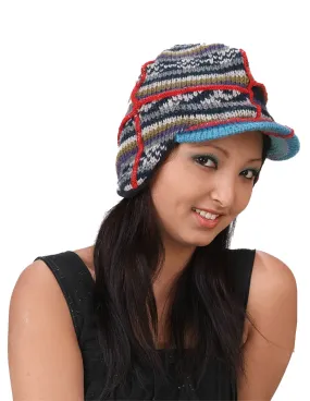 Patterned  Woolen Cap With Ear Flaps & Fleece Lining