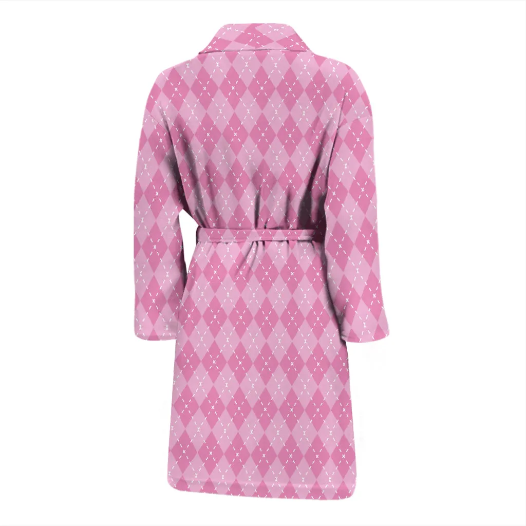 Pink Argyle Mens Bathrobe