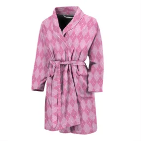 Pink Argyle Mens Bathrobe