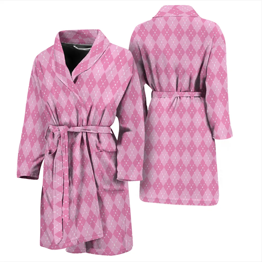 Pink Argyle Mens Bathrobe