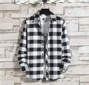 Plaid Shirt Men's Outer Wear Trend All-match Long-sleeved Shirt S3335646