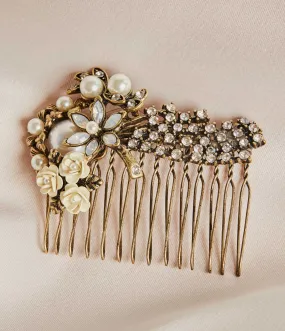 Rhinestone & Pearl Hair Comb