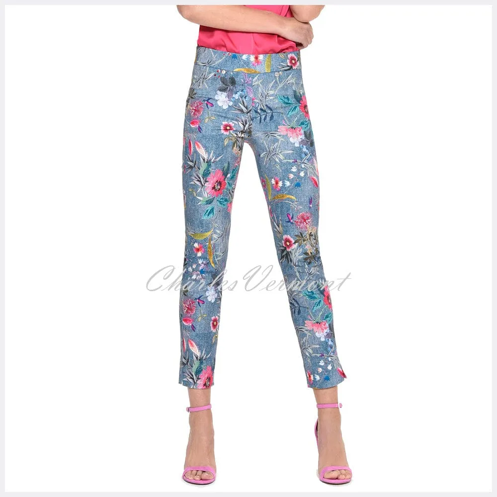 Robell Rose 09 - 7/8 Cropped Super Slim Trouser 52660-54686-62 (Blue/Multi)