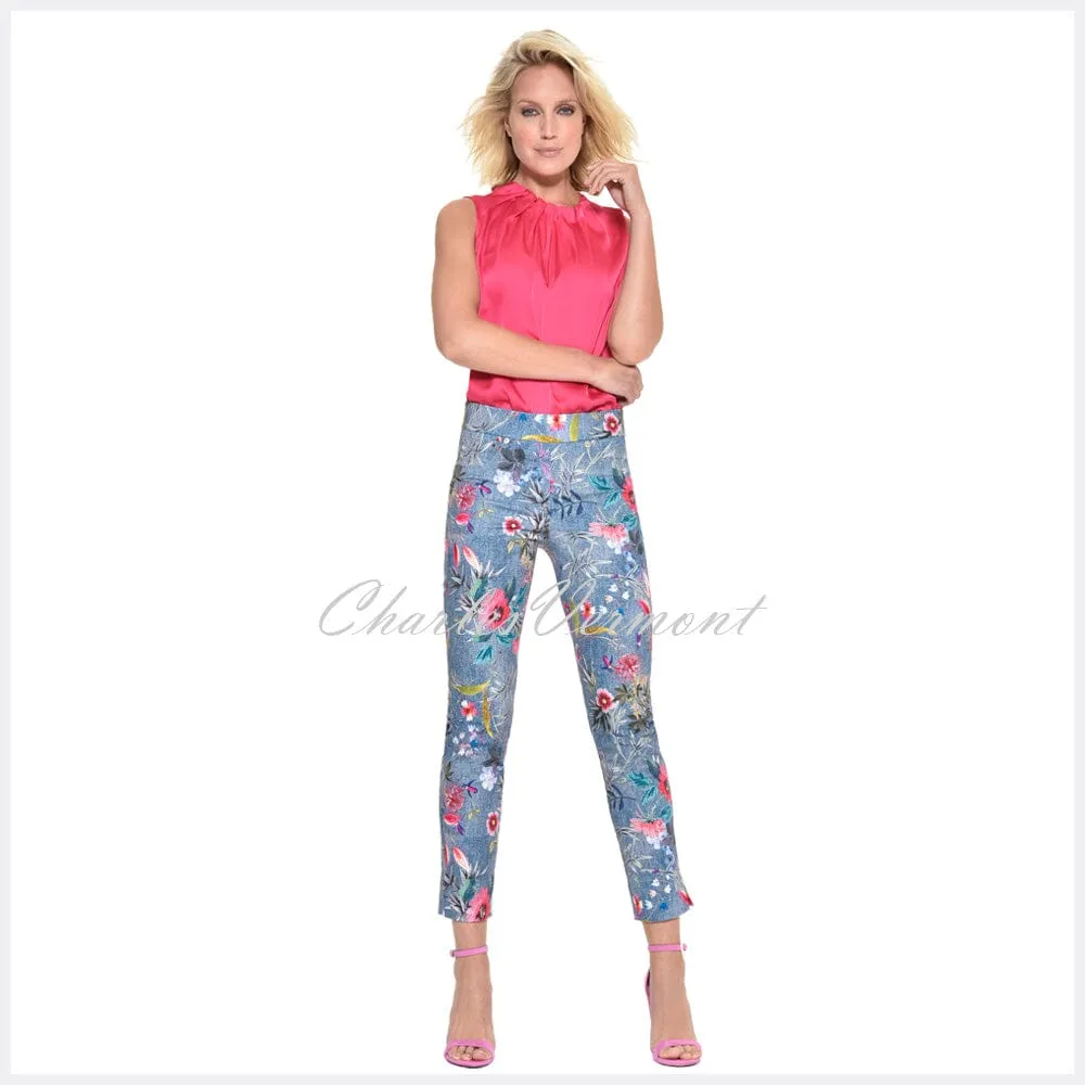 Robell Rose 09 - 7/8 Cropped Super Slim Trouser 52660-54686-62 (Blue/Multi)