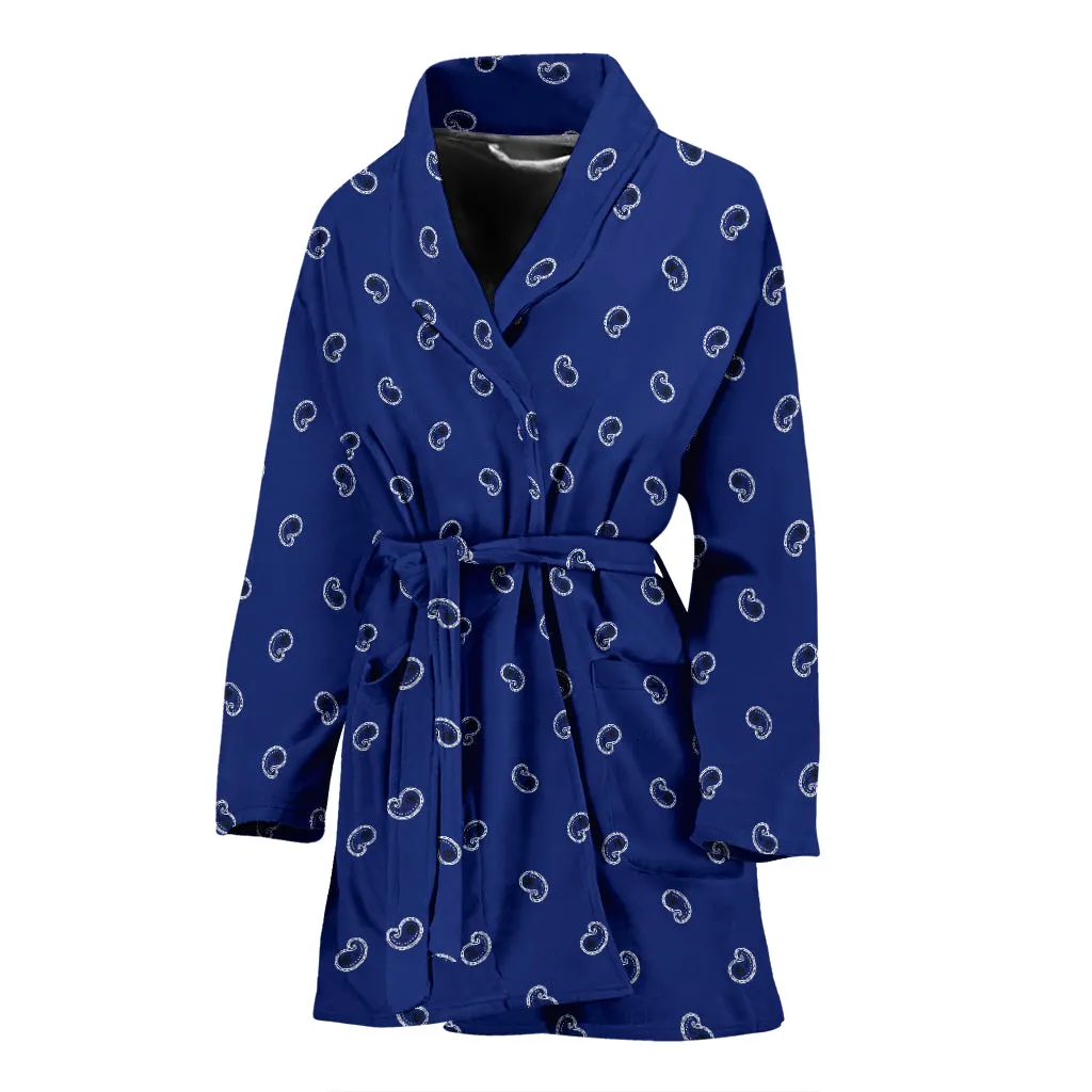 Royal Blue Women's Paisley Bathrobe