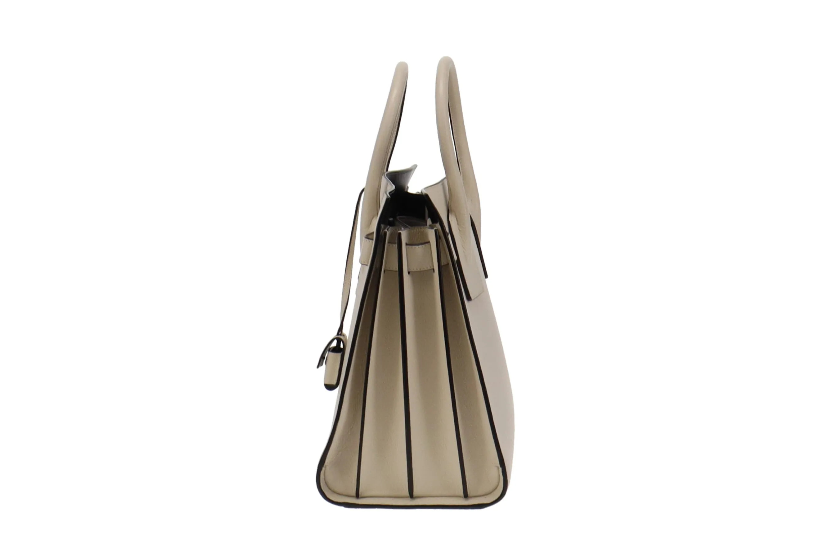 Saint Laurent Cream Grained Leather Leather Small Sac De Jour