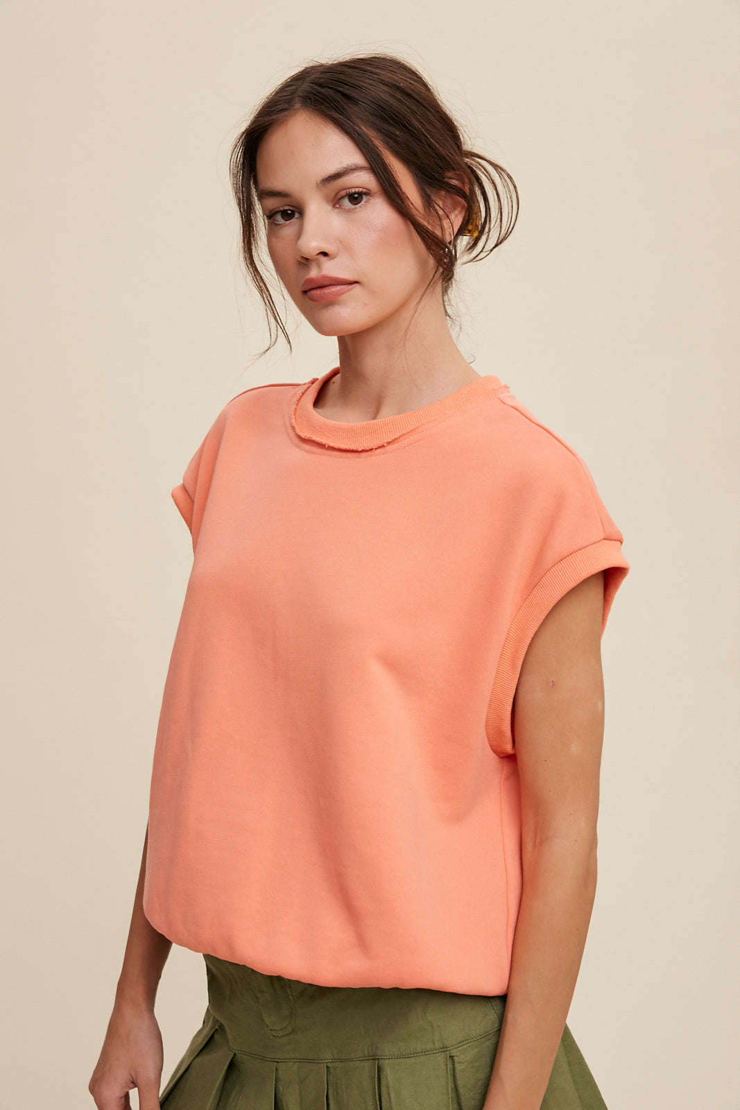 Short Sleeve Boxy Crew Neck Sweat Top