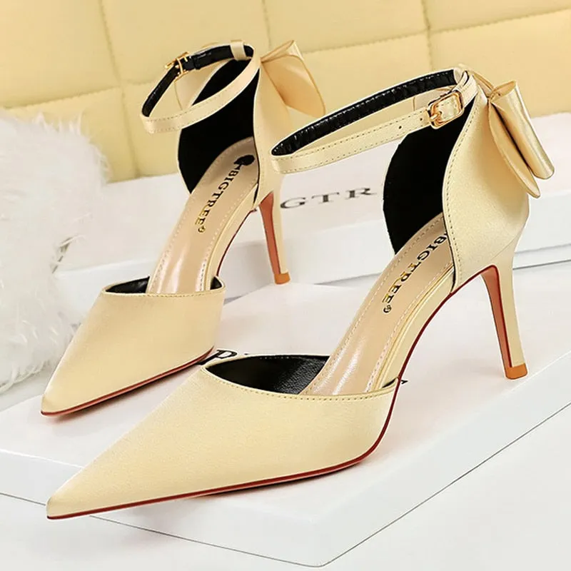 Silk High Heels Women Shoes Stiletto Red Wedding Shoes Women Heels Women Sandals