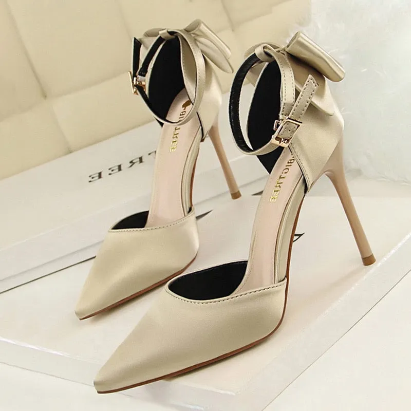 Silk High Heels Women Shoes Stiletto Red Wedding Shoes Women Heels Women Sandals