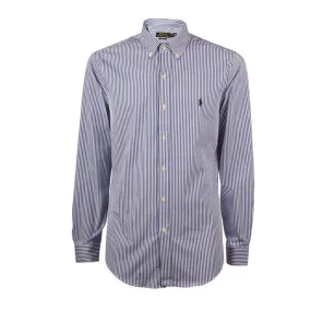 SLIM FIT POPELINE SHIRT Man Blue White Bengal Stripes