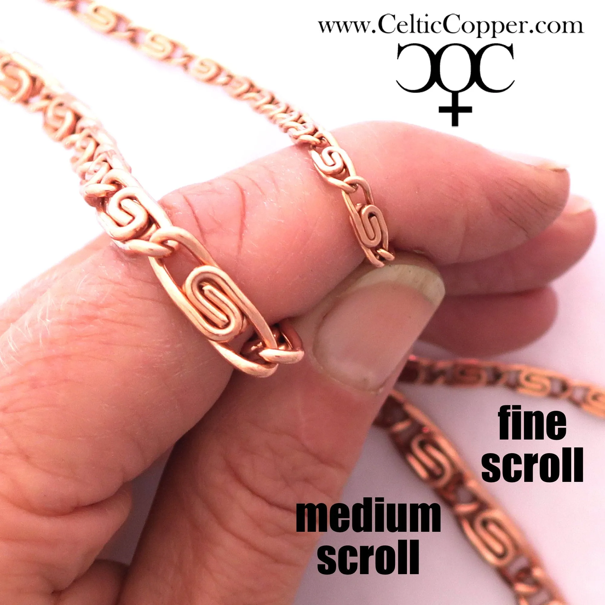 Solid Copper Necklace Chain Celtic Copper Scroll Chain Necklace NC61 Fine 4mm Celtic Scroll Chain Copper Necklaces 24 Inch Chain