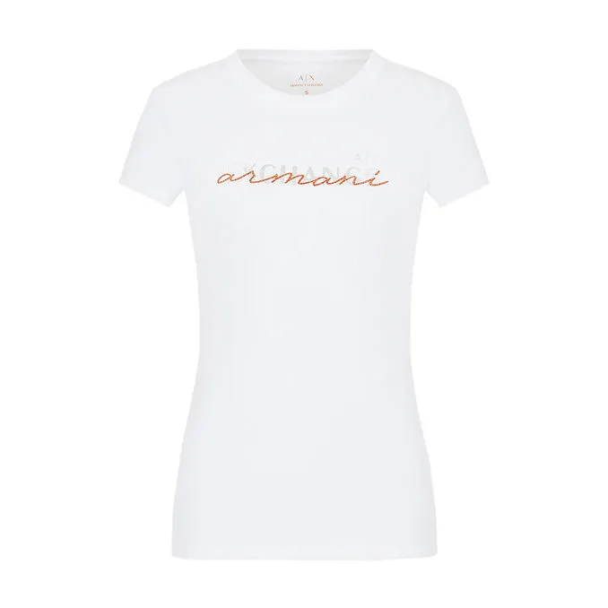 T-SHIRT WITH SIGNATURE LOGO Woman Optic White