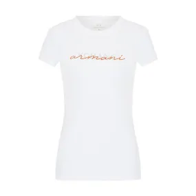 T-SHIRT WITH SIGNATURE LOGO Woman Optic White