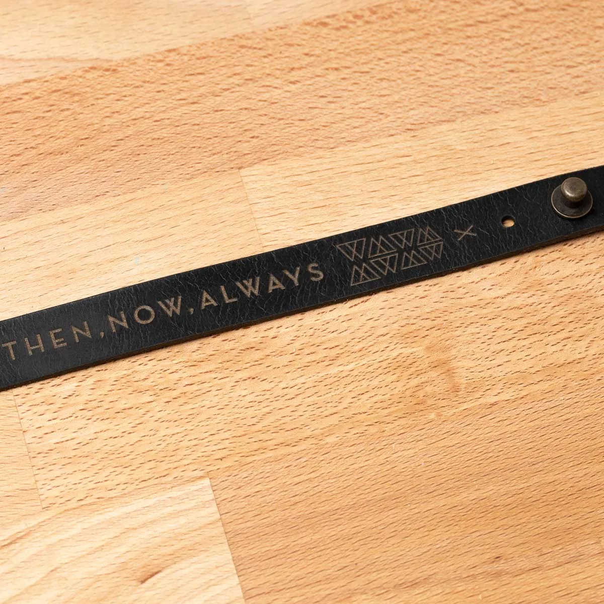 Then, Now, Always Leather Bracelet- Black