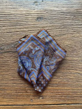 TOBACCO PAISLEY AND NEATS POCKET SQUARE