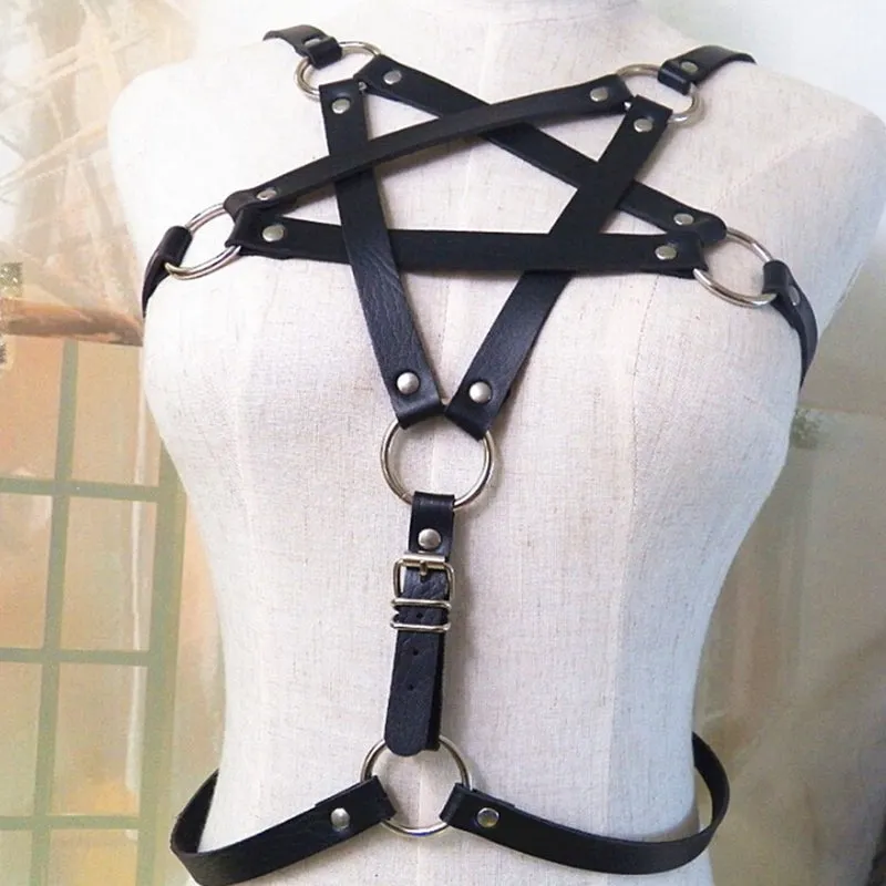 Vegan Leather Pentagram Harness