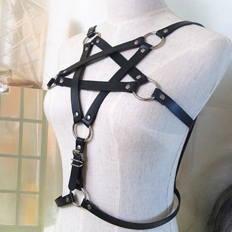 Vegan Leather Pentagram Harness