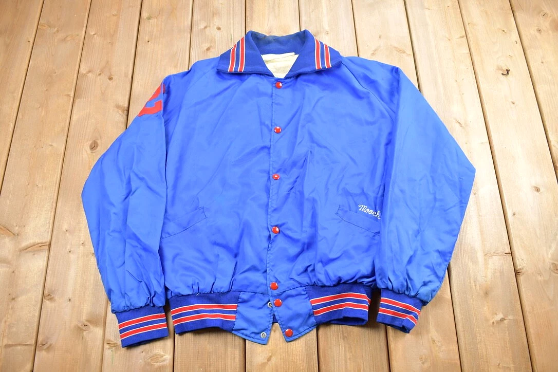 Vintage 1970s Holloway Roush Sporting Goods Satin Bomber Jacket / Vintage Holloway Jacket / Snap Button Windbreaker / Made in US