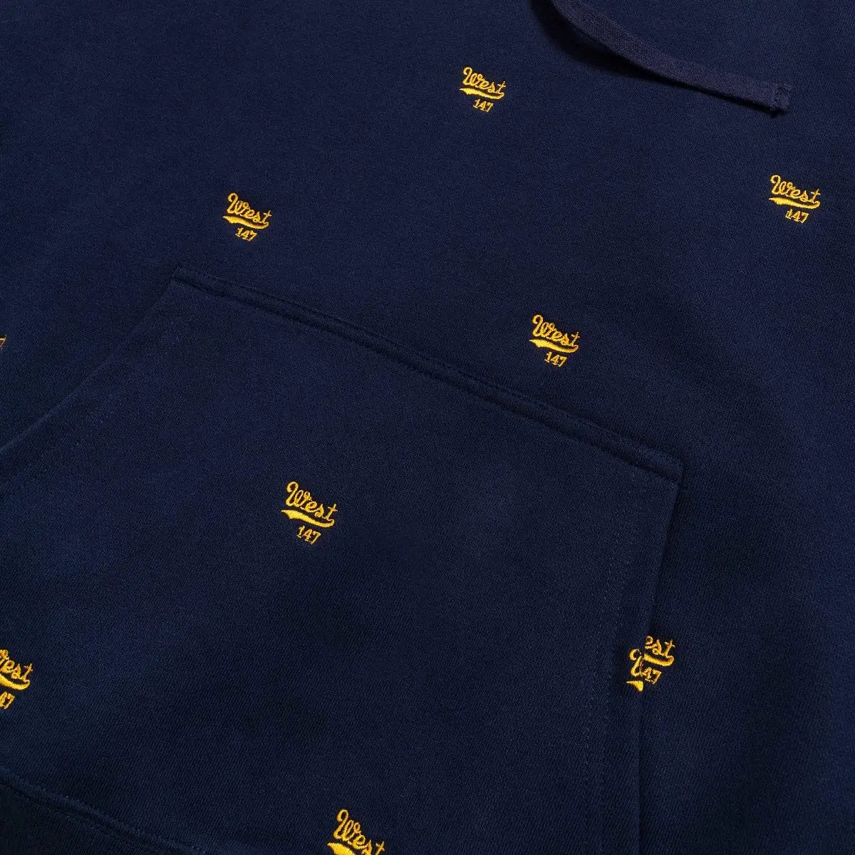 West NYC All Over Embroidery Hoodie Navy/Gold