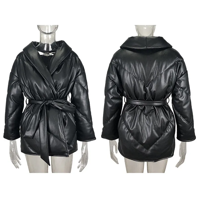 Winter Parkas For Women Loose Leather Coats