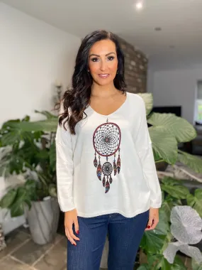 Winter White Sparkle Dreamcatcher Knit Raven