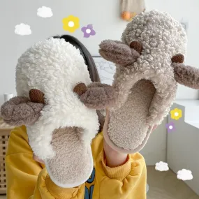 Winter Women's Winter Cotton Plush Non-slip Cartoon Indoor House Slippers