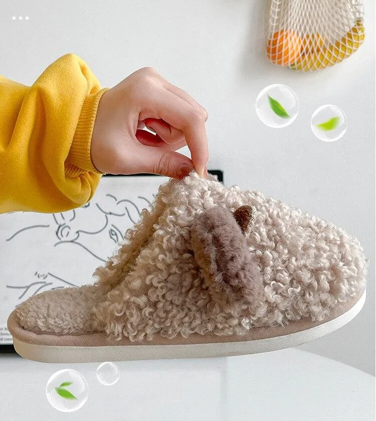 Winter Women's Winter Cotton Plush Non-slip Cartoon Indoor House Slippers