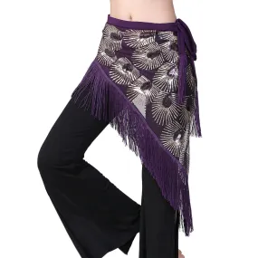 Women Belly Dance Hip Scarf Shiny Sequins Mesh Triangle Wrap Skirts Dance Peformance Self-tie Waist Belt Costume Accessories