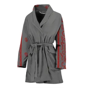 Women's Gray and Red Bandana Bathrobe