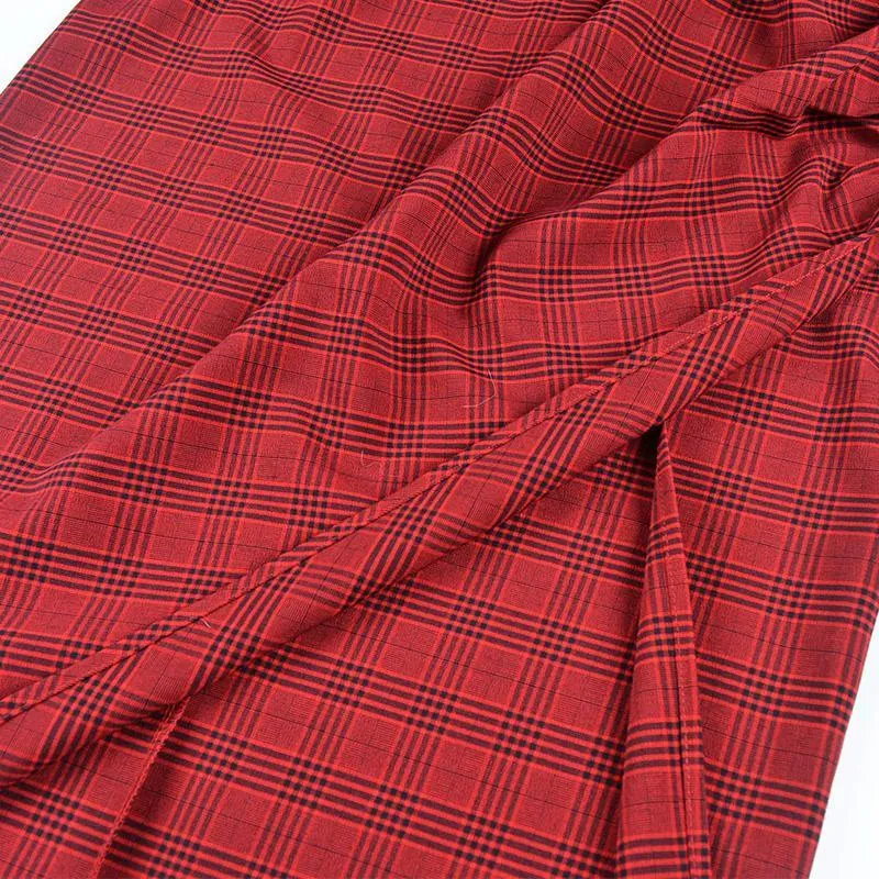 Women's Ruched Red Slit Wrap Skirts