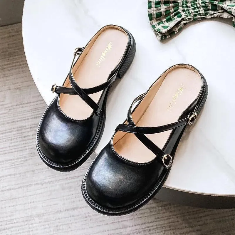 X637-8 Women's Leather Casual Shoes: Stylish Mules and Comfortable Slippers