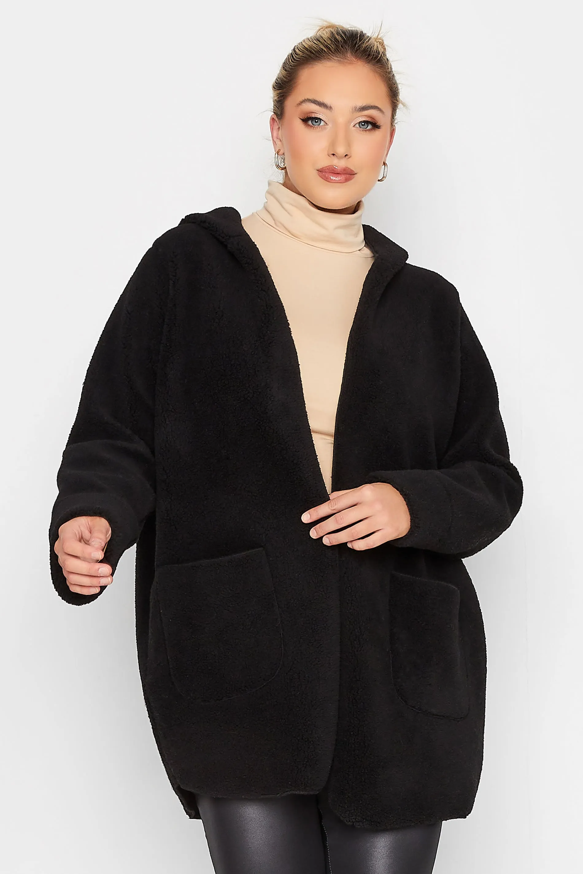 YOURS Curve Black Teddy Hooded Jacket