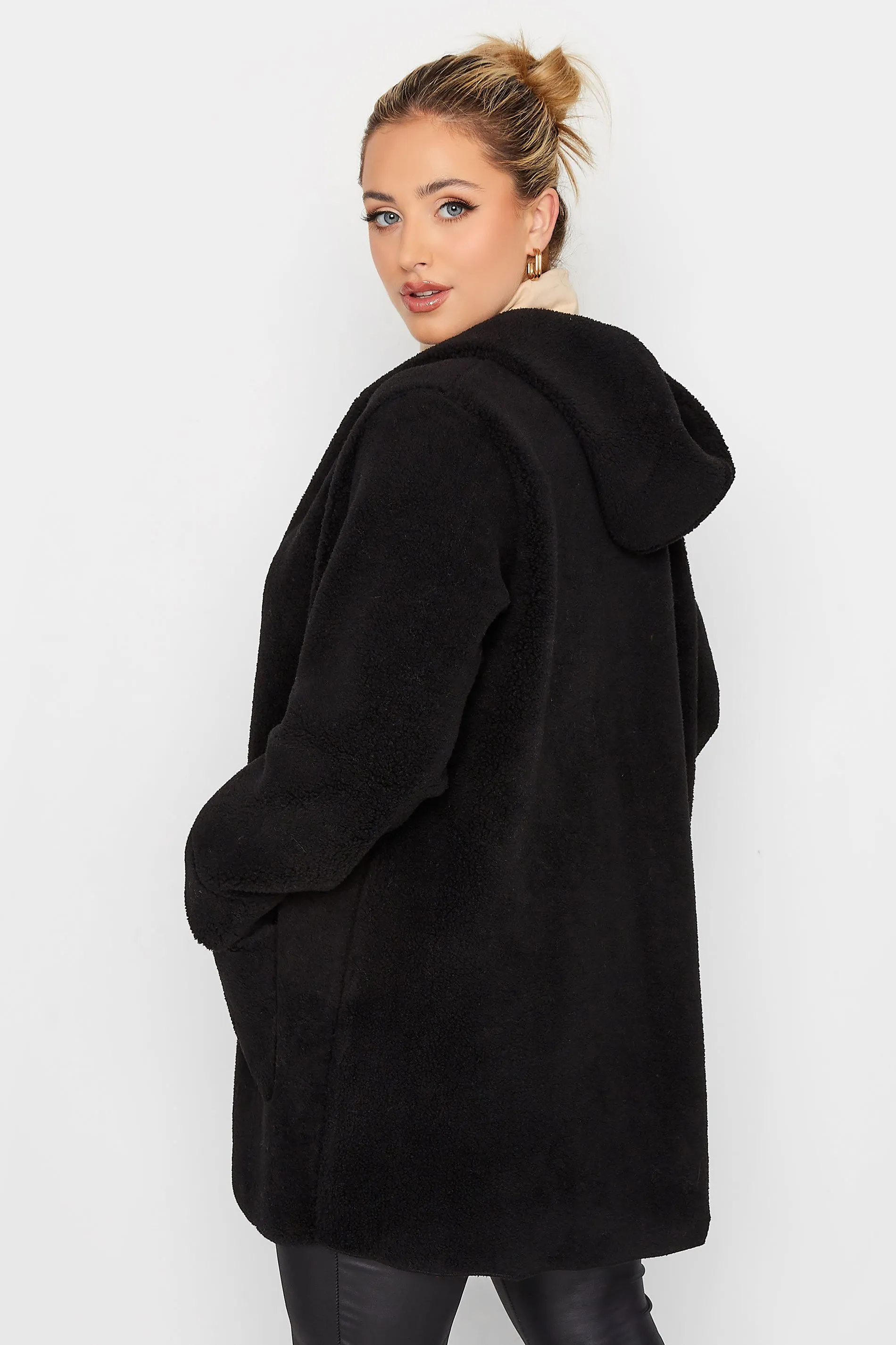 YOURS Curve Black Teddy Hooded Jacket