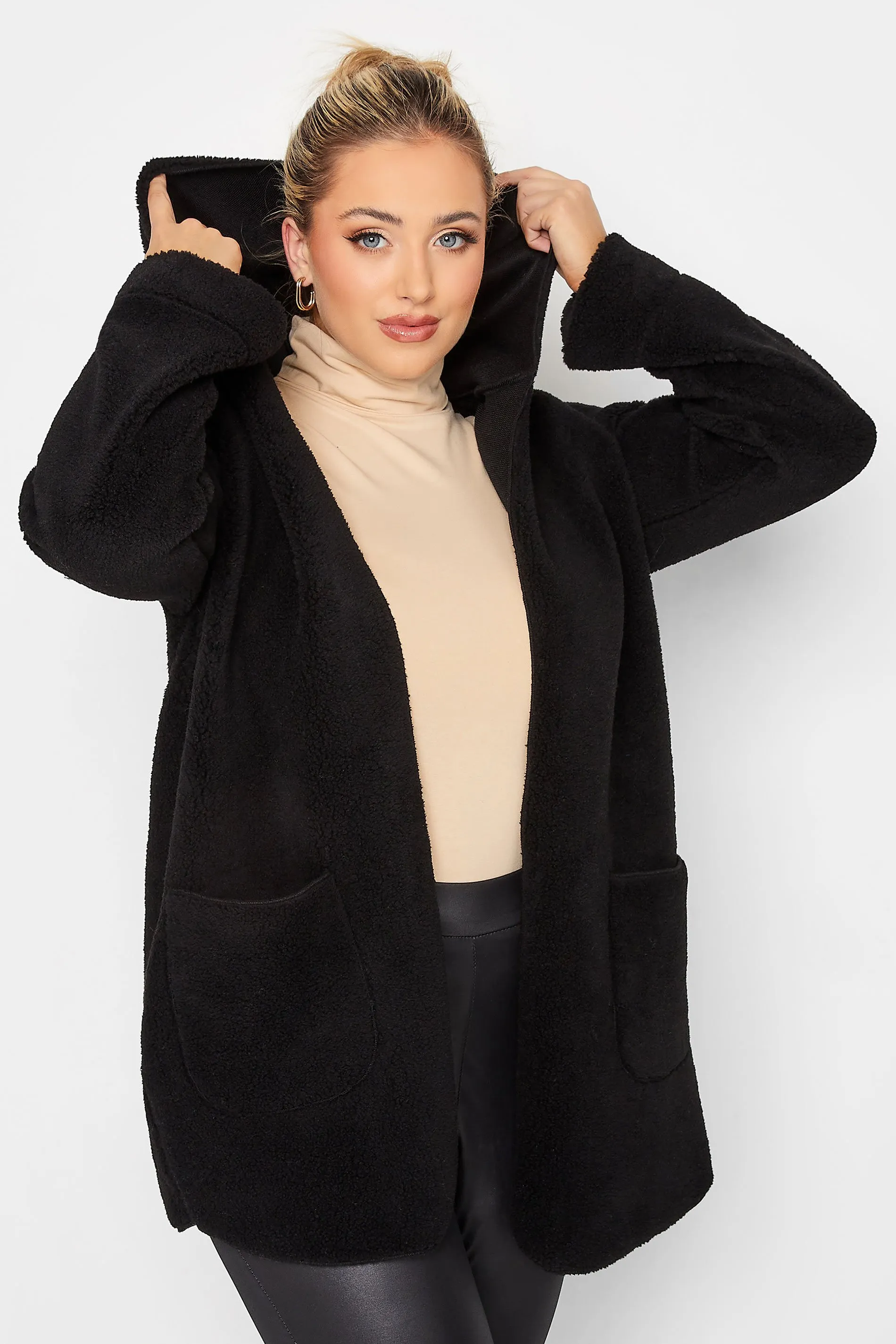 YOURS Curve Black Teddy Hooded Jacket